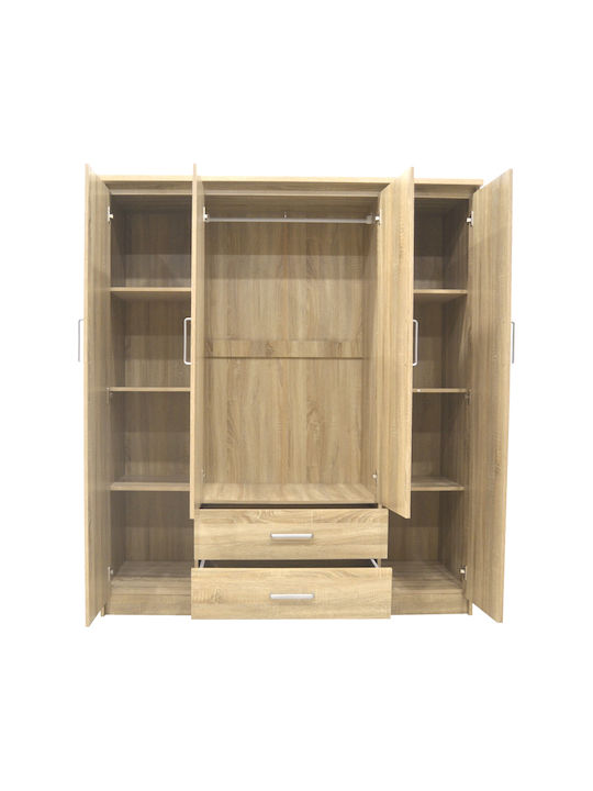 Четири врати Гардероб Olympus Natural Shade 159x57x183см