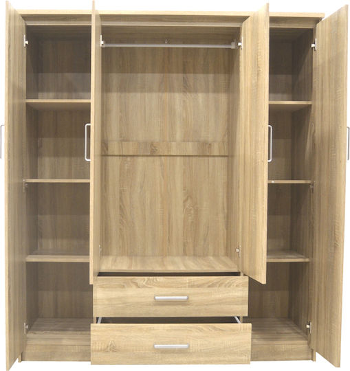 Vier Türen Kleiderschrank Olympus Natural Shade 159x57x183cm