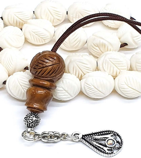 Roloi Komboloi Camel Bone Worry Beads White 28cm