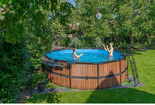 Exit Toys Piscină Rotundă XXL PVC Deasupra Solului 450x122cm Maro În Nuanță De Lemn