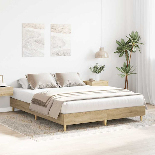 Vidaxl Bed Frame Without Mattress 150x200cm Engineered Wood 1 Pc Double Brown