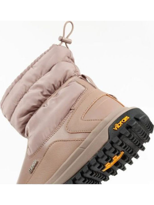 Leder Damenstiefel mit Pelz Beige