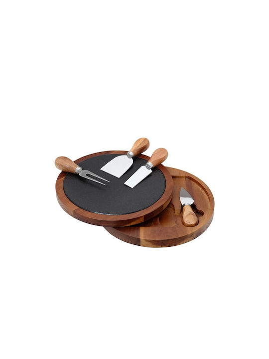 Cryspo Trio Wooden Cheese Serving Platter Rotating 23cm 5pcs