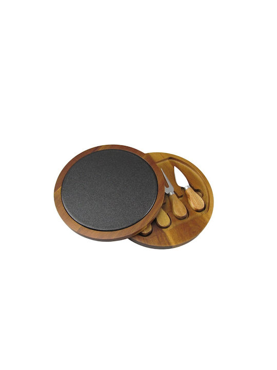 Cryspo Trio Wooden Cheese Serving Platter Rotating 23cm 5pcs