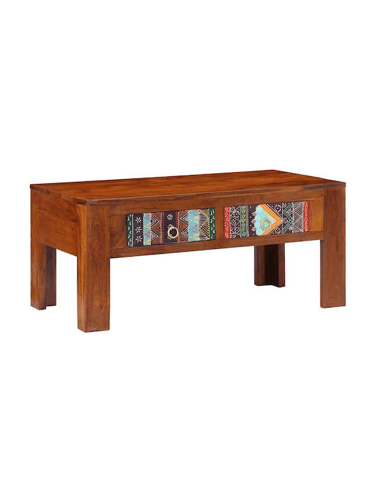 vidaXL Rechteckiger Zentraler Kaffeetisch aus Massivholz Farbe Beige M90xL50xH40cm