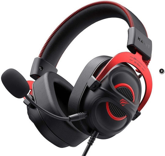 Havit H2002e Over Ear Gaming Headset με σύνδεση 3.5mm Κόκκινο