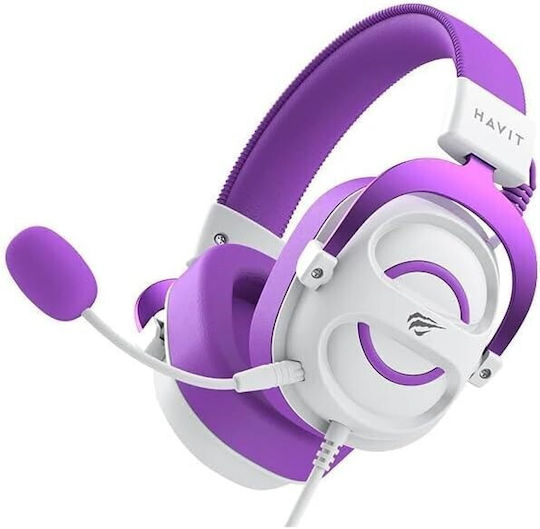 Havit H2002e Over Ear Gaming Headset με σύνδεση 3.5mm Μωβ