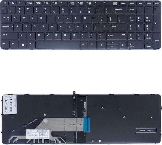 Keyboard Laptop HP ProBook 450 G4 818249-151 SG-80650-X2A 836-26410-00A US Backlight OEM Code 40357usbacklit