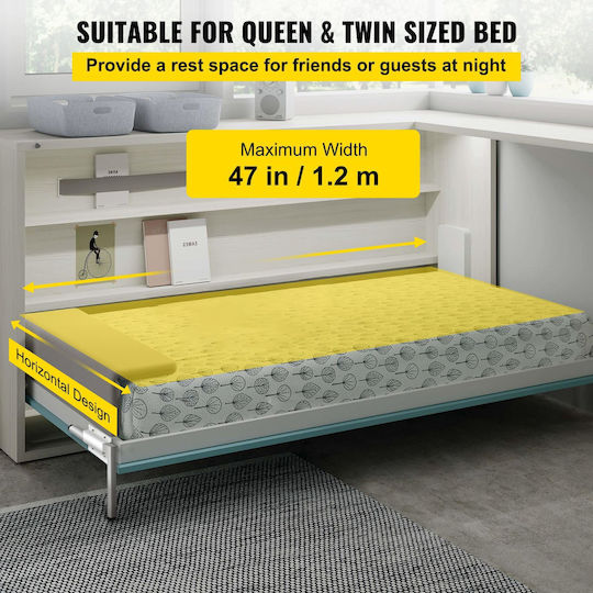 Vevor Murphy Wall Mounting Springs Heavy Duty Mechanism Hardware Set DIY Queen Size Bed Horizontal White