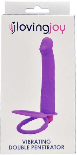 13.0cm Double Penetration Strap On Vibrator Purple Loving Joy