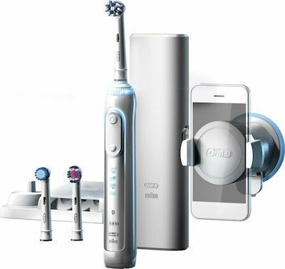 Oral-B Genius 8000 Electric Toothbrush with Timer, Pressure Sensor, and Travel Case Silver