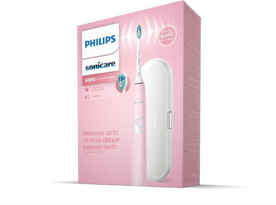 Philips Sonicare ProtectiveClean 4300 Electric Toothbrush with Timer, Pressure Sensor, and Travel Case Pink