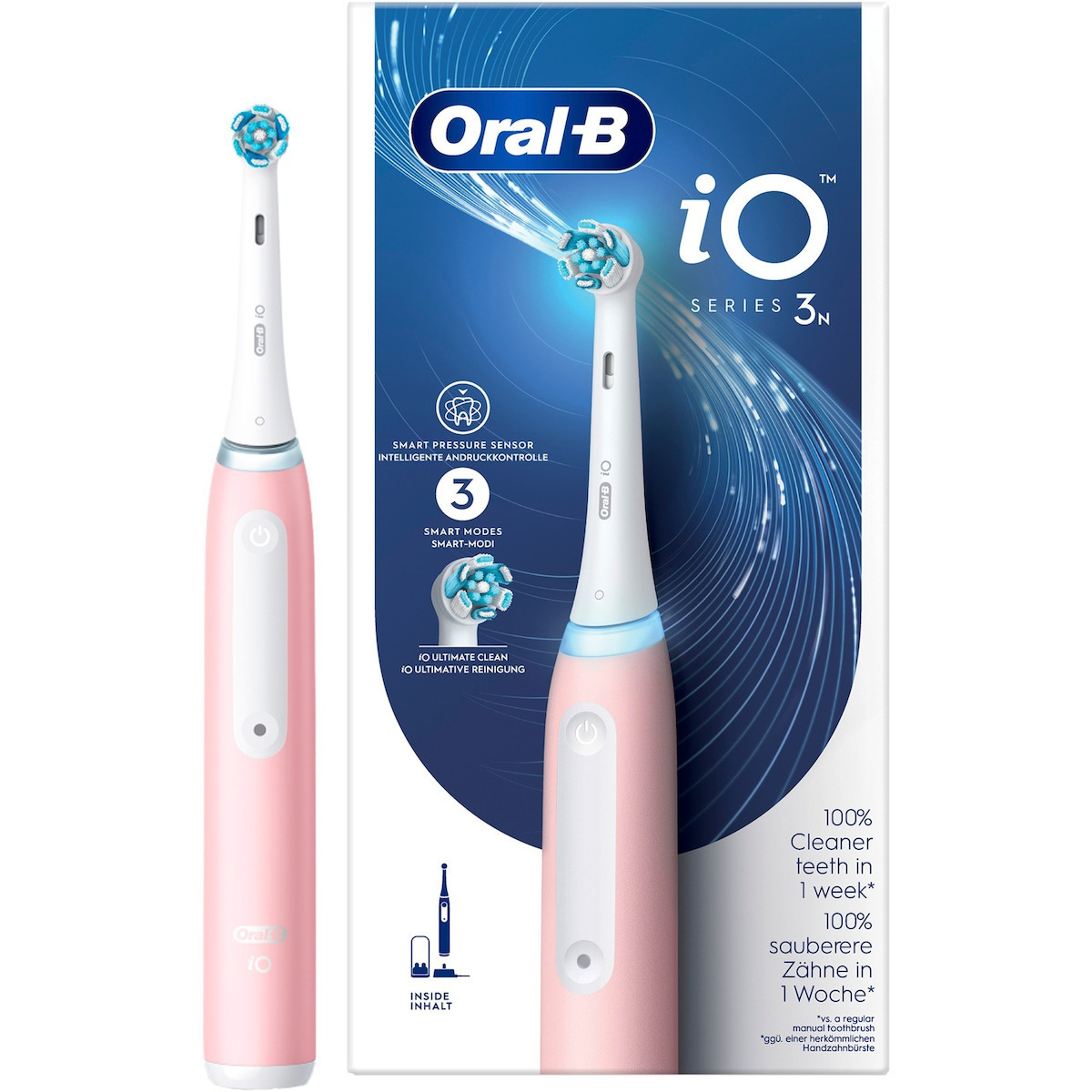 Oral-B iO Series 3 Ηλεκτρική Οδοντόβουρτσα με Αισθητήρα Πίεσης Blush Pink (90368997)
