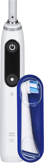 Oral-B Alabaster Series Io8 Periuță de dinți electrică cu Senzor de Presiune și Husă de Călătorie Albă