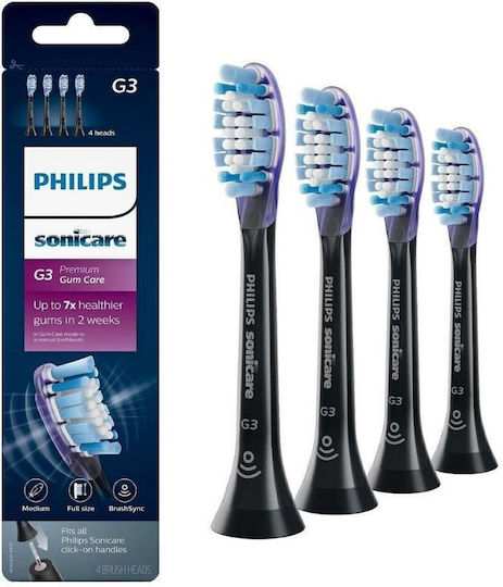 Philips Sonicare G3 Premium Gum Care Electric Toothbrush Replacement Heads Standard Black HX9054/33 Quantity 4