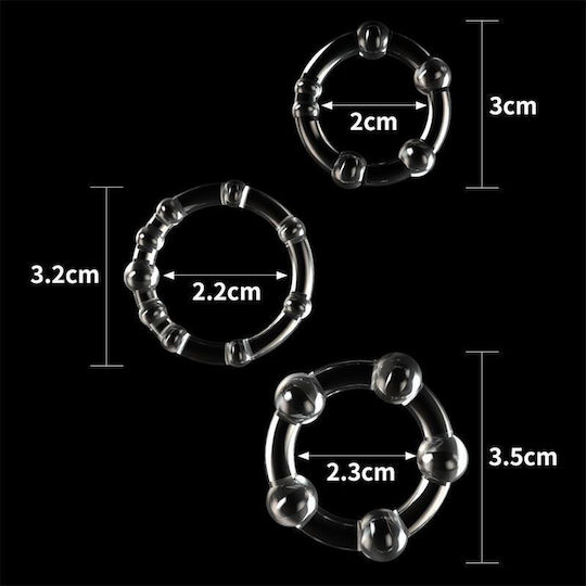 Lovetoy Beaded Cockring Set Set Cock Rings Cock Transparent 3buc