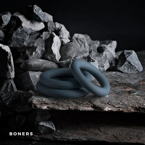 Boners Piece Cock Ring Set Grey