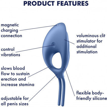 Satisfyer Swordsman Vibrating Cock Ring Cock Silicon Blue
