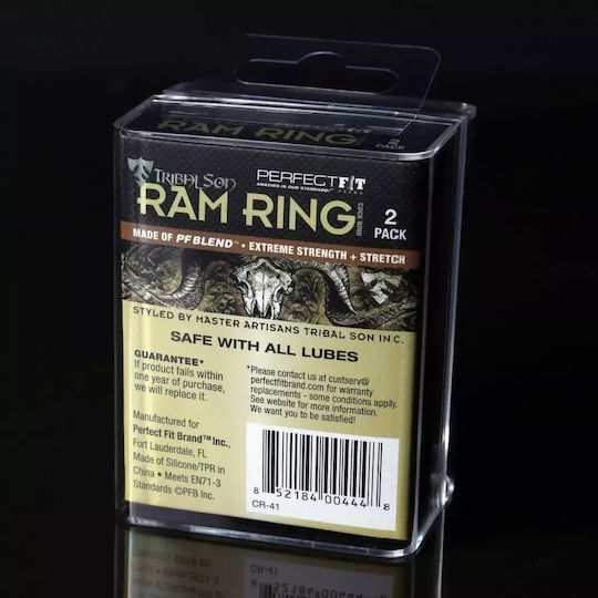 Perfect Fit Brand Tribal Son Ram Ring 2 Pack Ring Cock Black 2pcs