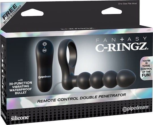 Pipedream Fantasy C-Ringz Remote Control Double Penetrator Δαχτυλίδι Πέους Μαύρο PD5926-23