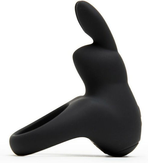 Happy Rabbit Δονούμενο Δαχτυλίδι Πέους Σιλικόνης Black