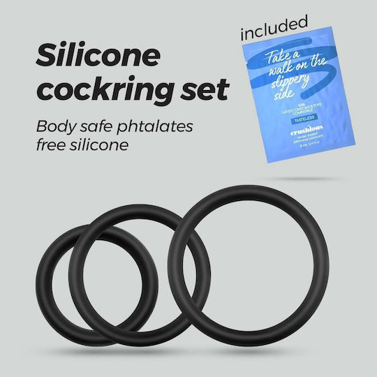 Set Ineluri Penis din Silicon Elastic Negru Crushious Bandoleros Ineluri pentru Penis din Silicon Negru