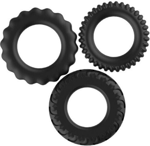 Baile Titan 3 In 1 Silicone Rings Black