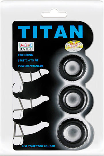 Baile Titan 3 In 1 Silicone Rings Black