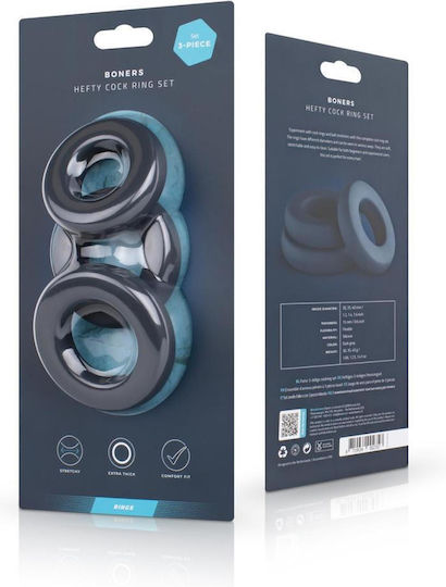 Boners Large Cock Ring Set 3τμχ Grey