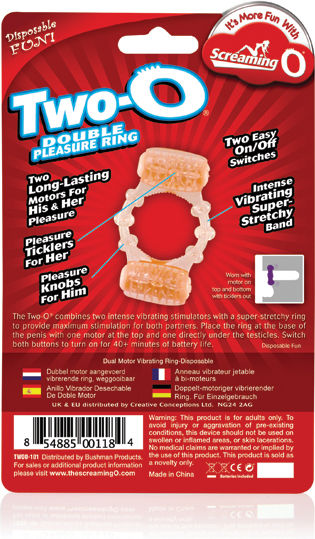 Screaming O Two-o Vibrant Inel Cock Silicon Roșu TS017A