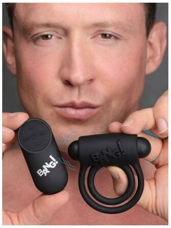 XR Remote Control Vibrating Cock Ring & Bullet Black