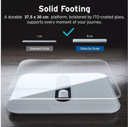 Etekcity ESF00+ Smart Fitness Smart Bathroom Scale with Body Fat Counter White
