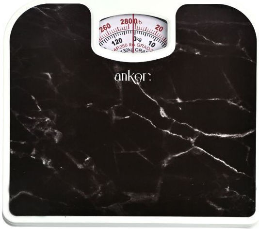 Ankor Mechanisch Badezimmerwaage in Farbe Schwarz Marmor 818495