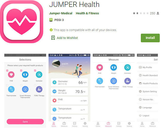 Jumper Medical Smart Cantar cu Analizator de Grasime & Bluetooth in culoare Alb JPD-BSF200B