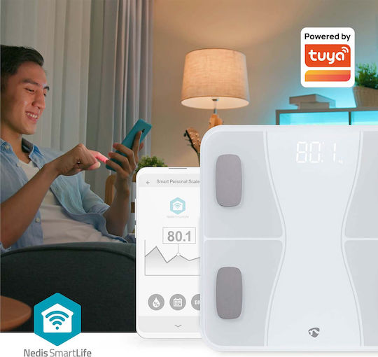 Nedis Smart Badezimmerwaage mit Bluetooth in Weiß Farbe BTHPS11WT