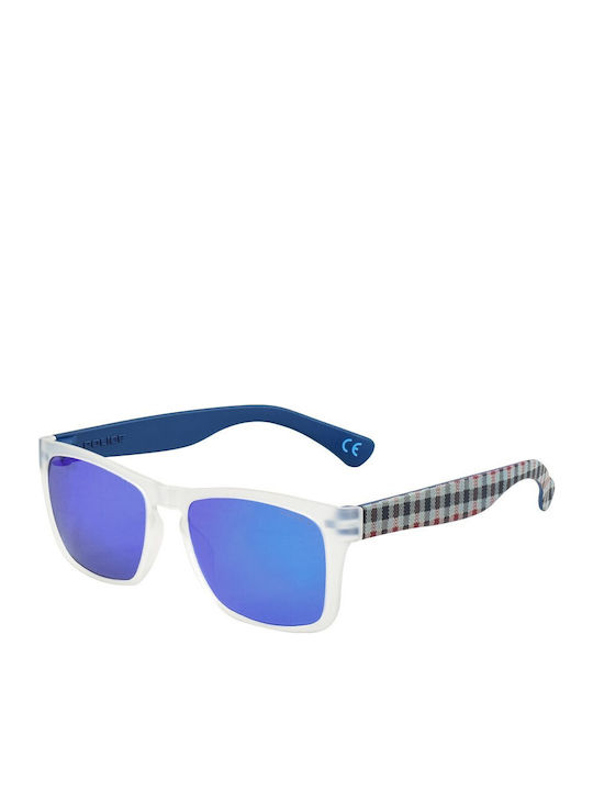 Polaroid Men's Sunglasses with White Plastic Frame and Blue Mirror Lens S1988 Z69B