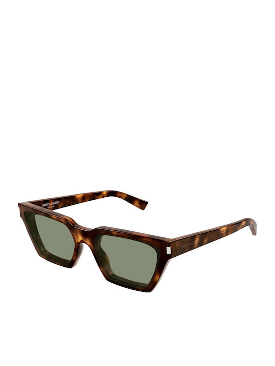 Ysl Calista Damen Sonnenbrille mit Braun Schildkröte Kunststoff Gestell und Grün Linse SL 633 003