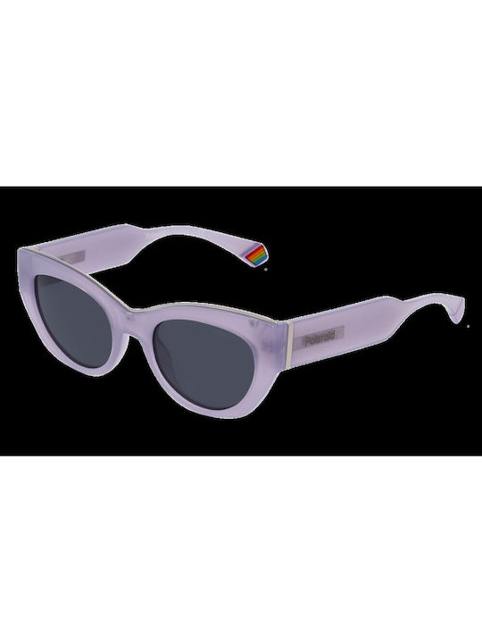 Polaroid Women's Sunglasses with Purple Plastic Frame and Gray Polarized Lens PLD6199/S X78/9F