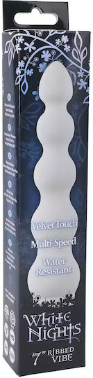 Doc Johnson White Nights Ribbed Vibe Analvibrator Weiß 18cm