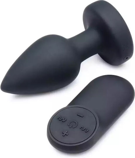 Booty Sparks Vibrating LED Light Πρωκτική Σφήνα με Δυνατότητα Ασύρματης Λειτουργίας και Δόνηση Small Μαύρη
