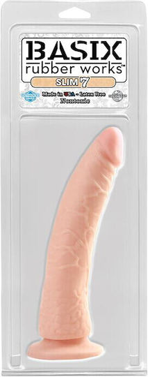 Basix Rubber Works Slim Seven Ρεαλιστικό Dildo με Βεντούζα Flesh 18cm