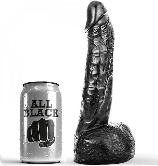 All Black Karl Ρεαλιστικό Dildo με Όρχεις Μαύρο 21cm