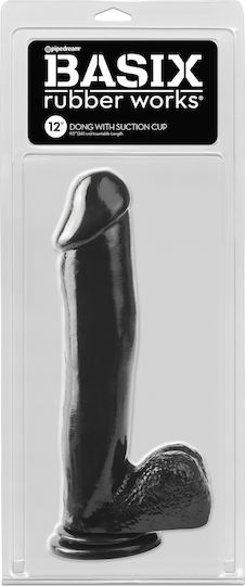 Basix Rubber Works Ρεαλιστικό Dildo με Όρχεις και Βεντούζα Μαύρο 30cm