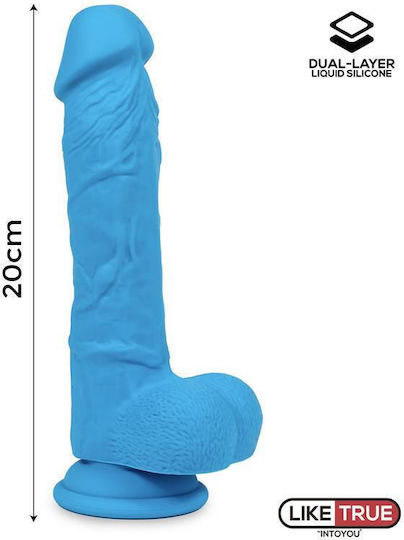 IntoYou Ρεαλιστικό Dildo με Όρχεις και Βεντούζα Μπλε 20cm