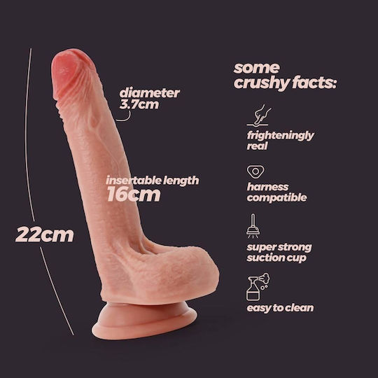 Crushious Glass Dildo with Balls and Suction Cup Flesh 21cm