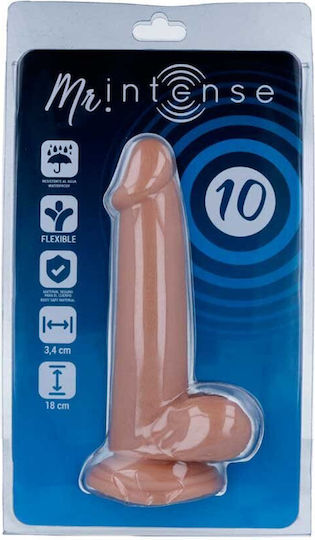 Intense Mr Intense Realistic Cock 10 Glass Dildo with Balls and Suction Cup Flesh 18cm
