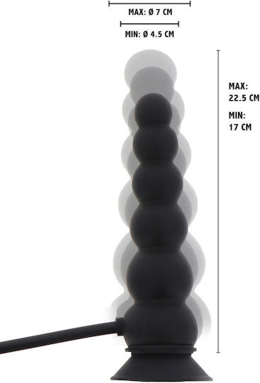 Hidden Desire Dildo Φουσκωτό με Όρχεις και Βεντούζα Μαύρο 22.5cm