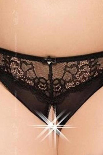 Softline 2434 Plus Size Crothcless Lace String Black