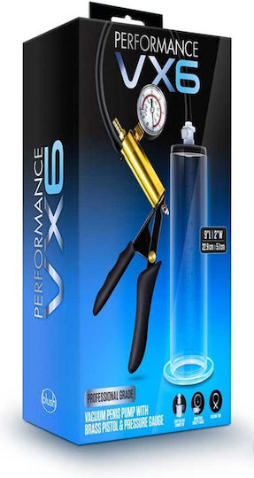 Blush Performance VX6 Vacuum Penis Pump With Brass Pistol & Pressure Gauge Τρόμπα Πέους Διάφανη