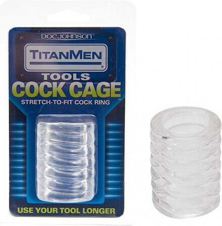 Doc Johnson TitanMen Tools Cock Cage Προέκταση Πέους Διάφανη 5cm